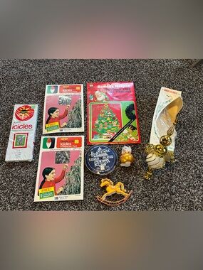 Assorted lot of new and used vintage Christmas decorations and ornaments
